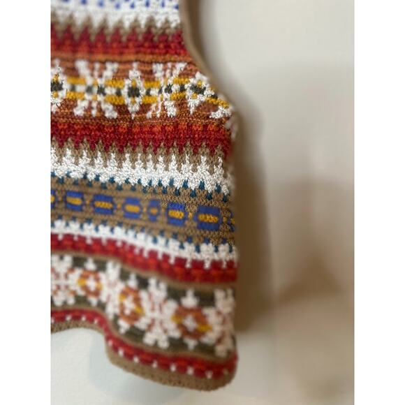 VTG Liz Sport Knit Sweater Vest Boho Western Grannycore Size Petite Medium PM - Picture 3 of 8